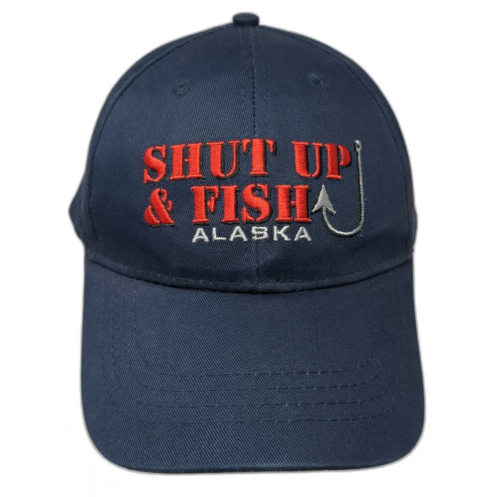 ACE USA Shut Up & Fish Alaska Blue One Size Baseball Cap Cotton Strapback Hat
